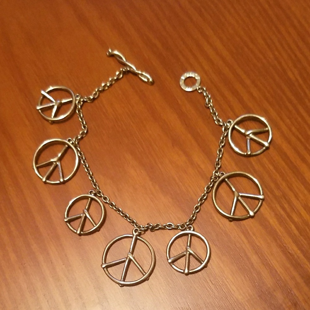 Silver peace sign bracelet